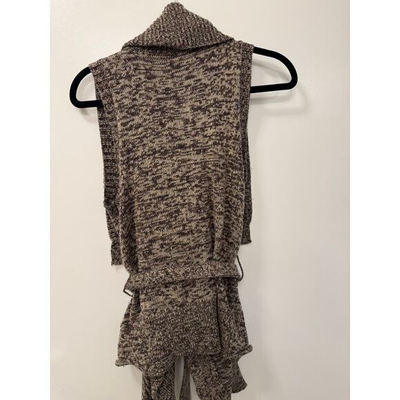 Gap XS Brown Marled Knit Sleeveless Belted Cardigan Sweater Wrap Vest Womens Y2K - Picture 2 of 6